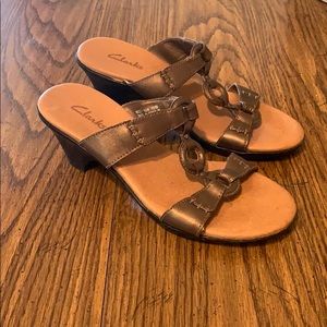 Clarks Metallic Brown Open-Toe Heeled Sandals